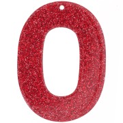 Oval hollowed-out 47x34 mm acrylic pendant - Red glitter x1