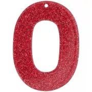 Oval hollowed-out 47x34 mm acrylic pendant - Red glitter x1