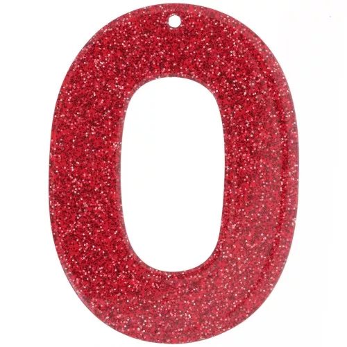 Oval hollowed-out 47x34 mm acrylic pendant - Red glitter x1