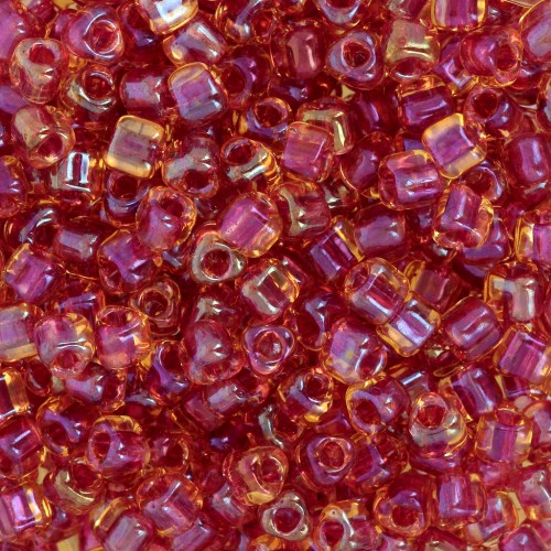 Miyuki 8/0 Triangle TR8-1163 - Light Cranberry Lined Topaz Luster x8g