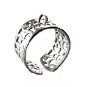 Openwork ring with 1 loop Antique Silver Plating x1