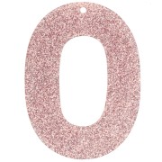 Oval hollowed-out 47x34 mm acrylic pendant - Old rose glitter x1