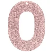 Oval hollowed-out 47x34 mm acrylic pendant - Old rose glitter x1