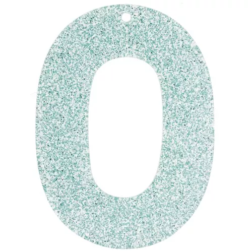 Oval hollowed-out 47x34 mm acrylic pendant - Blue frosted glitter x1
