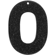 Oval hollowed-out 47x34 mm acrylic pendant - Black glitter x1