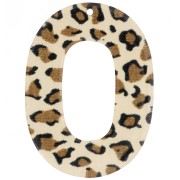 47x34mm Oval hollowed-out acrylic pendant - Cheetah Brown - Black x1|raw }}