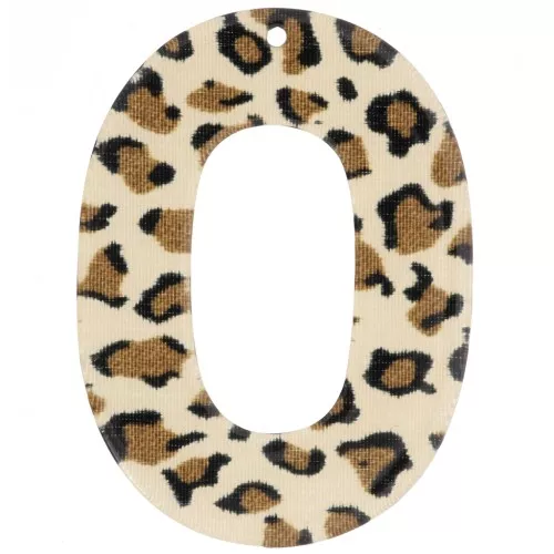 47x34 mm Oval Hollow Acrylic Pendant - Cheetah Brown - Black x1