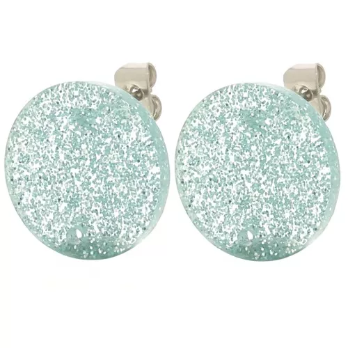 Round 15 mm acrylic earstuds - Blue frosted glitter x2