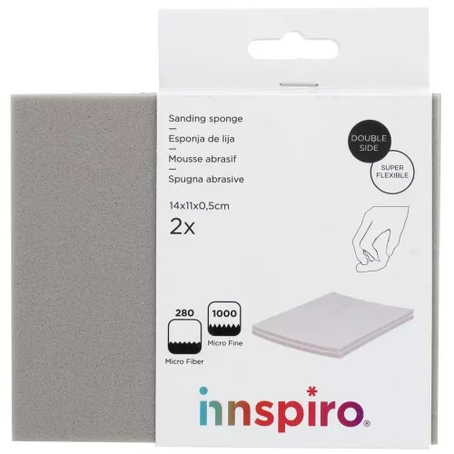 14x11x0.5cm Set of 2 super flexible foam abrasive blocks P1000 and microfiber 280