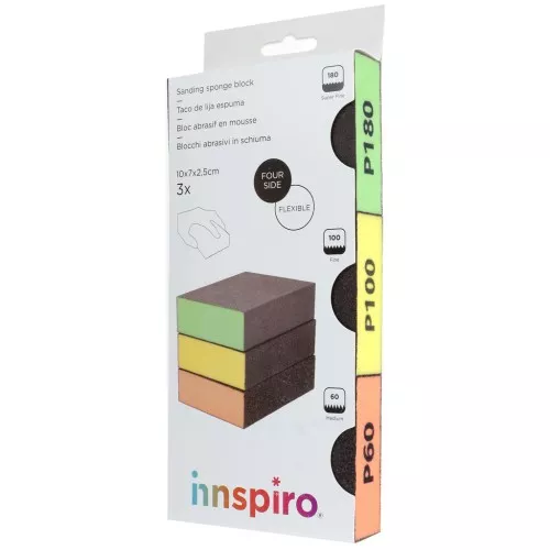 10x7x2.5cm Set of 3 flexible foam abrasive blocks - P60 - P100 - P180 x1