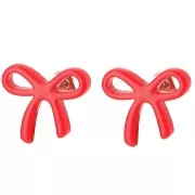 15x17mm bow Earstuds in acetate - Red x2