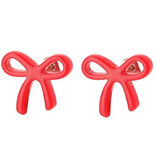 15x17mm bow Earstuds in acetate - Red x2
