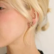 15x17mm bow Earstuds in acetate - Moka x2