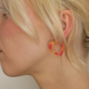 26mm Acetate heart hoop earrings - Tortoiseshell - Red x2