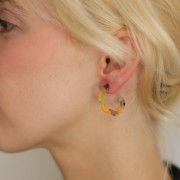 25x24mm Acetate flower hoop earrings - Tortoiseshell - Green - Orange x 2