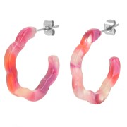 25x24mm Acetate flower hoop earrings - Tortoiseshell - Fuchsia x 2|raw }}