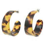 35mm Wide acetate hoop earrings Tortoiseshell Brown - Black x 2