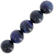 10mm Round gemstone beads - Falcon eye x5