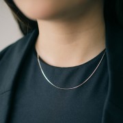 0.8mm 925 Sterling Silver Mirror mesh necklace - flat snake x42cm