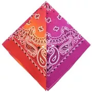 Bandana 100% cotton - Cashmere pattern - Tie and Dye - Purple - Red - Orange x1