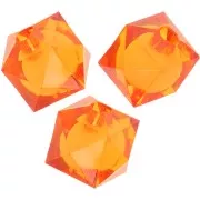 10mm square faceted beads in transparent acrylic - Orange x10