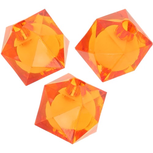 10mm square faceted beads in transparent acrylic - Orange x10