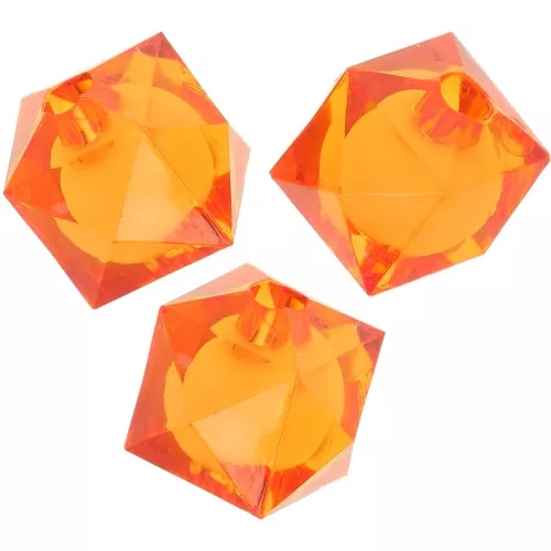 10mm square faceted beads in transparent acrylic - Orange x10