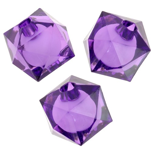 10mm square faceted beads in transparent acrylic - Violet x10