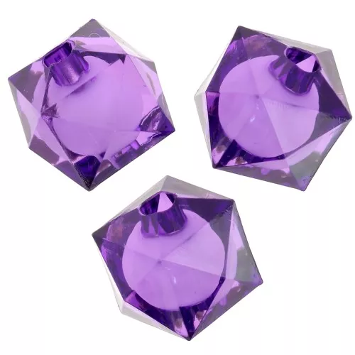 10mm square faceted beads in transparent acrylic - Violet x10