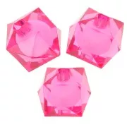 Dark pink - 10mm square faceted beads in transparent acrylic - Dark Pink x10 10mm square faceted beads in transparent acrylic - Dark Pink x10