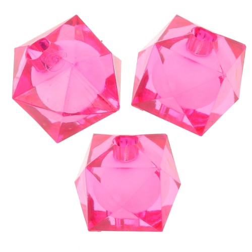 10mm square faceted beads in transparent acrylic - Dark Pink x10
