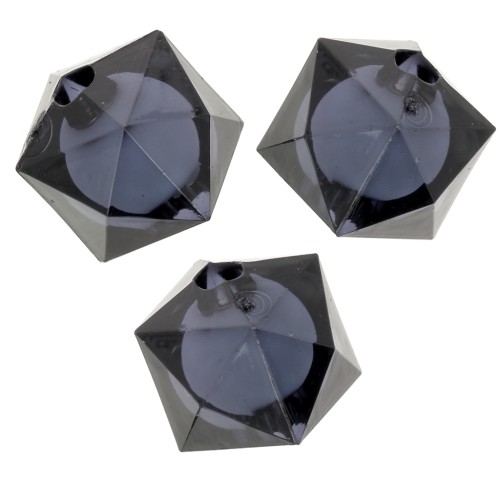 10mm square faceted beads in transparent acrylic - Dark grey x10