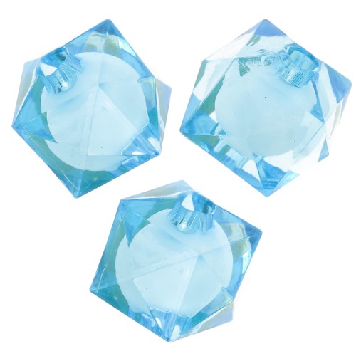 10mm square faceted beads in transparent acrylic - Sky Blue x10