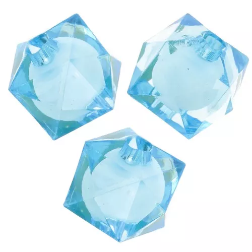 10mm square faceted beads in transparent acrylic - Sky Blue x10
