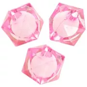 Pink - 10mm square faceted beads in transparent acrylic - Pink x10 10mm square faceted beads in transparent acrylic - Pink x10