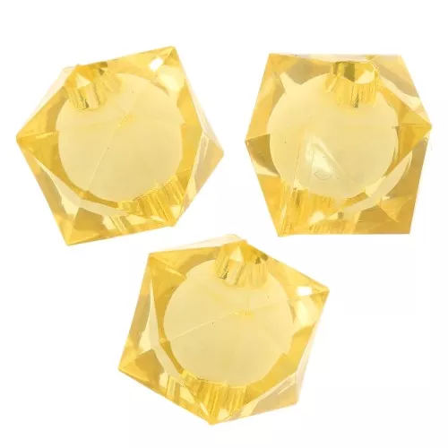 8mm square faceted beads in transparent acrylic - Dark yellow x20