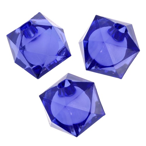 8mm square faceted beads in transparent acrylic - Dark Blue x20
