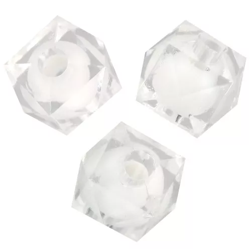 8mm square faceted beads in transparent acrylic - Transparent x20
