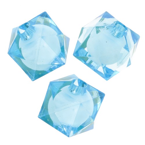 8mm square faceted beads in transparent acrylic - Sky Blue x20