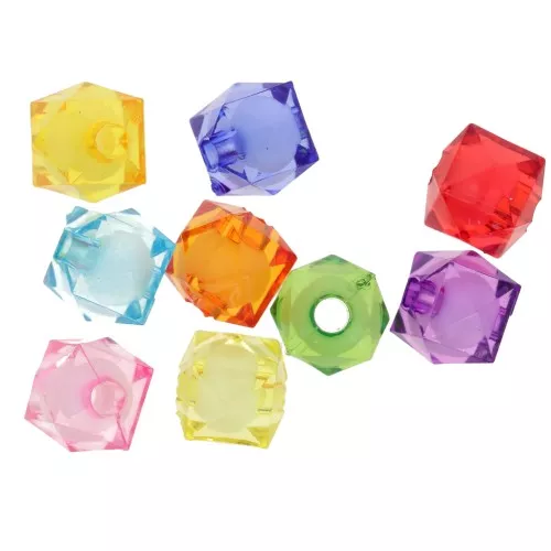 8mm square faceted transparent acrylic beads - Multicolor x20