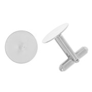 15mm plated cufflinks - Silver tone x2