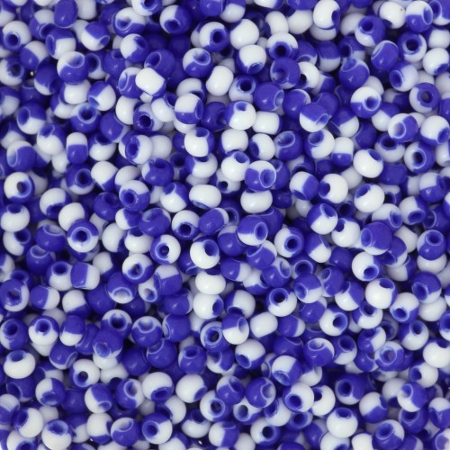 Preciosa Seed beads 11/0 - 2 mm - Harlequin Chalkwhite - Blue x20g