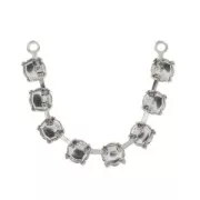 spacer 2 loops Cabochon setting PureCrystal 1028/1088 6mm Rhodium tone x1