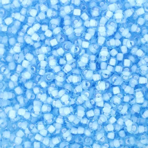 Preciosa Seed beads 11/0 - 2 mm - Aquamarine Lined White x20g
