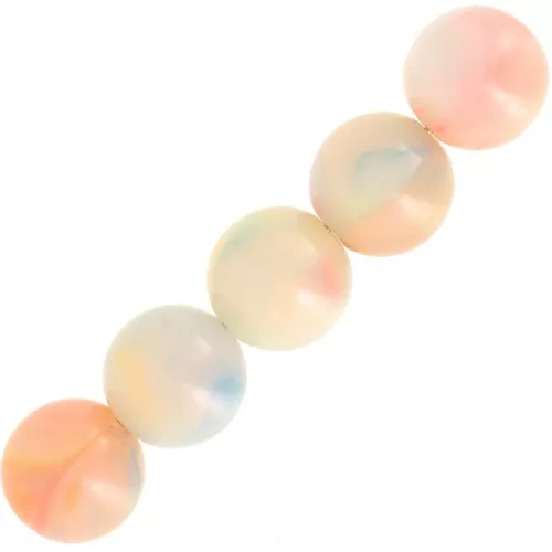 8mm Round beads in opaque resin - Marbled Multicolored Pearl x10