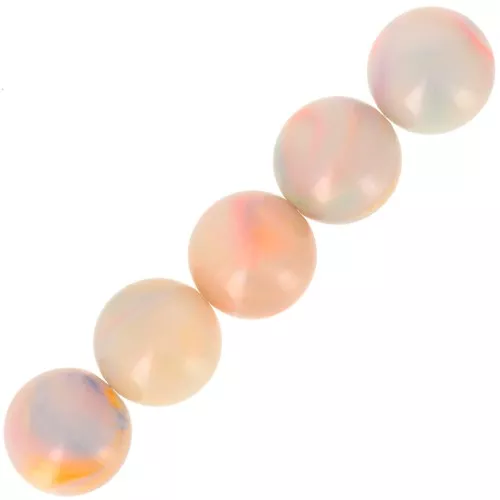 12mm Round beads in opaque resin - Marbled Multicolored Pearl x6
