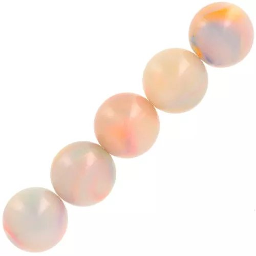14 mm round beads in opaque resin - Marbré Multicolore nacré x6
