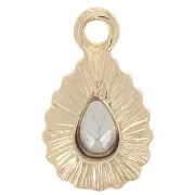 13x8mm Faceted Glass Drop Pendant - Gold Tone - Light Rose x1