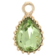 13x8mm Faceted Glass Drop Pendant - Gold Tone - Light Green x1|raw }}