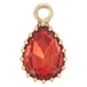 13x8mm faceted glass drop pendant - Gold Tone - Orange x1|raw }}